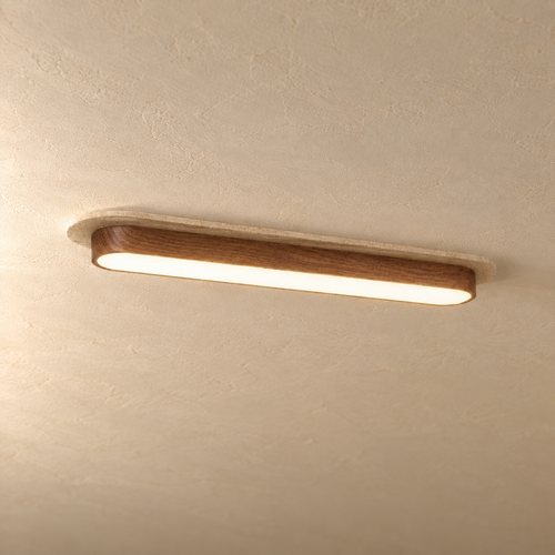 Längliche LED-Deckenleuchte aus Travertin & Metall