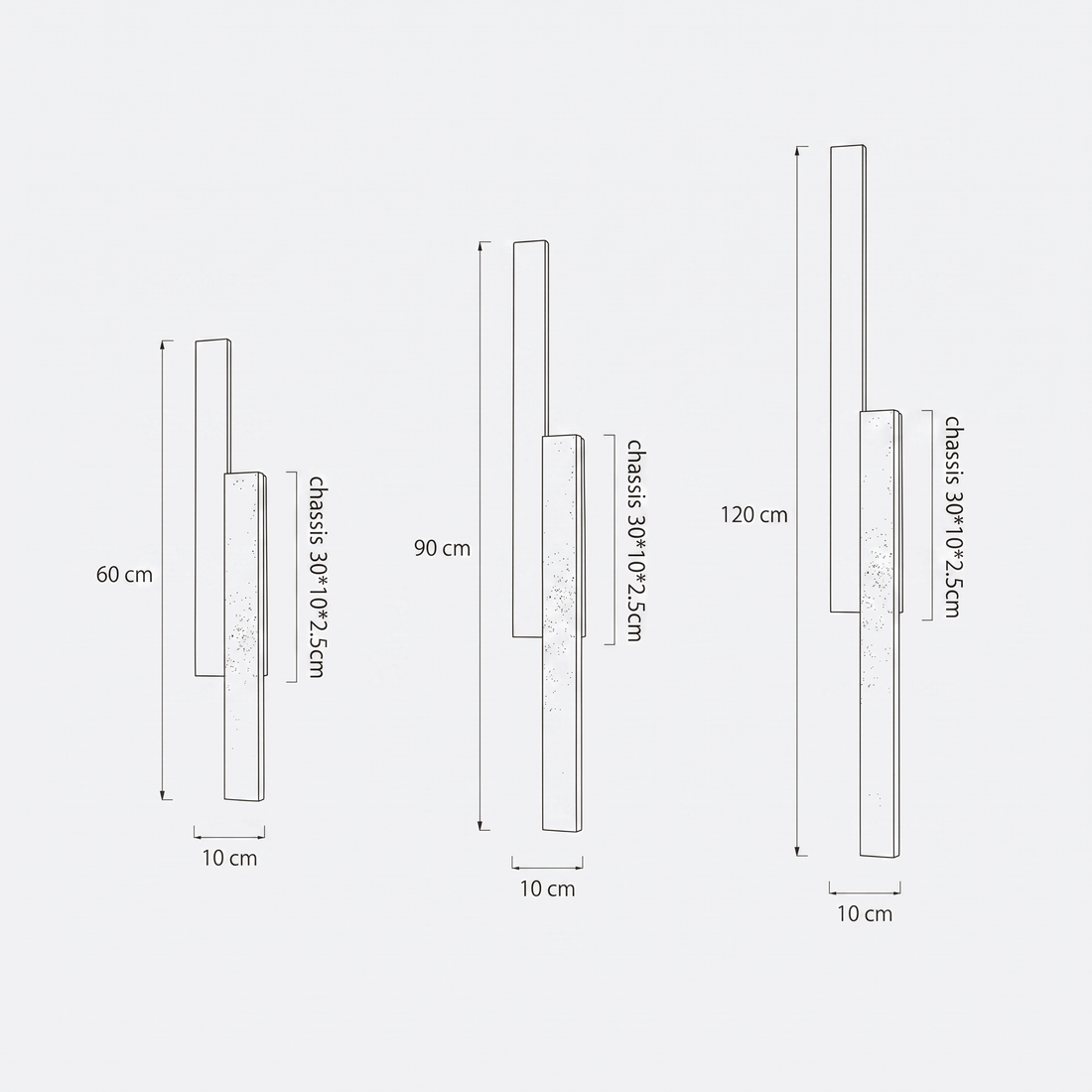 Dimensions de Applique Murale Barres en Travertin & Bois Foncé