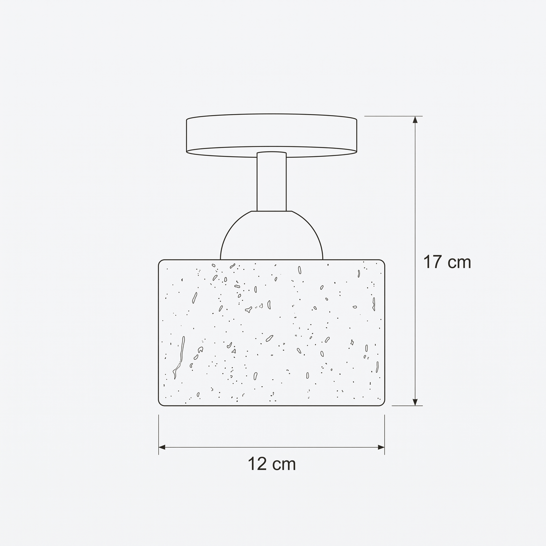 Dimensions de Plafonnier Tambour en Travertin & Bois Foncé