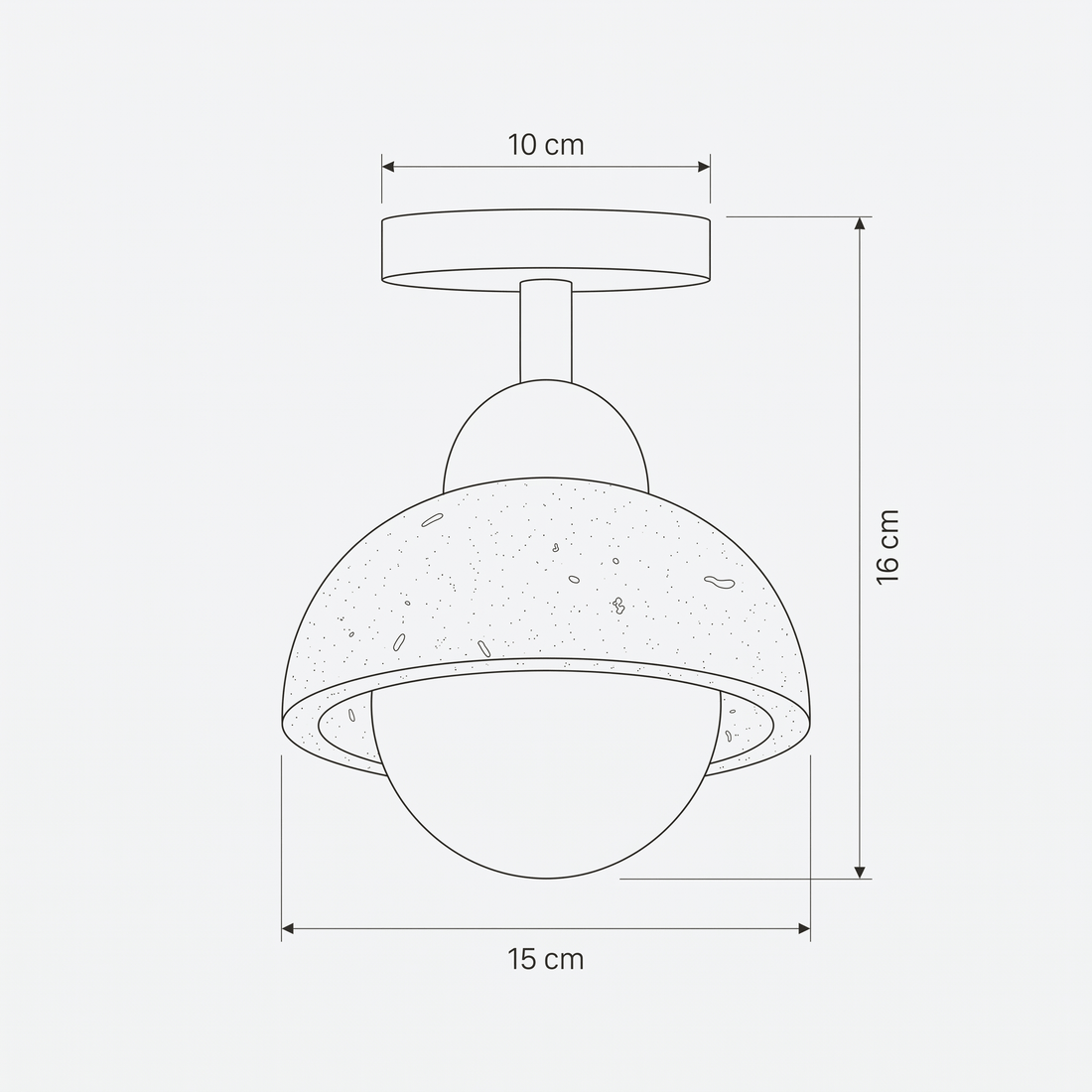 Dimensions de Plafonnier en Travertin Coupelle & Globe Opale