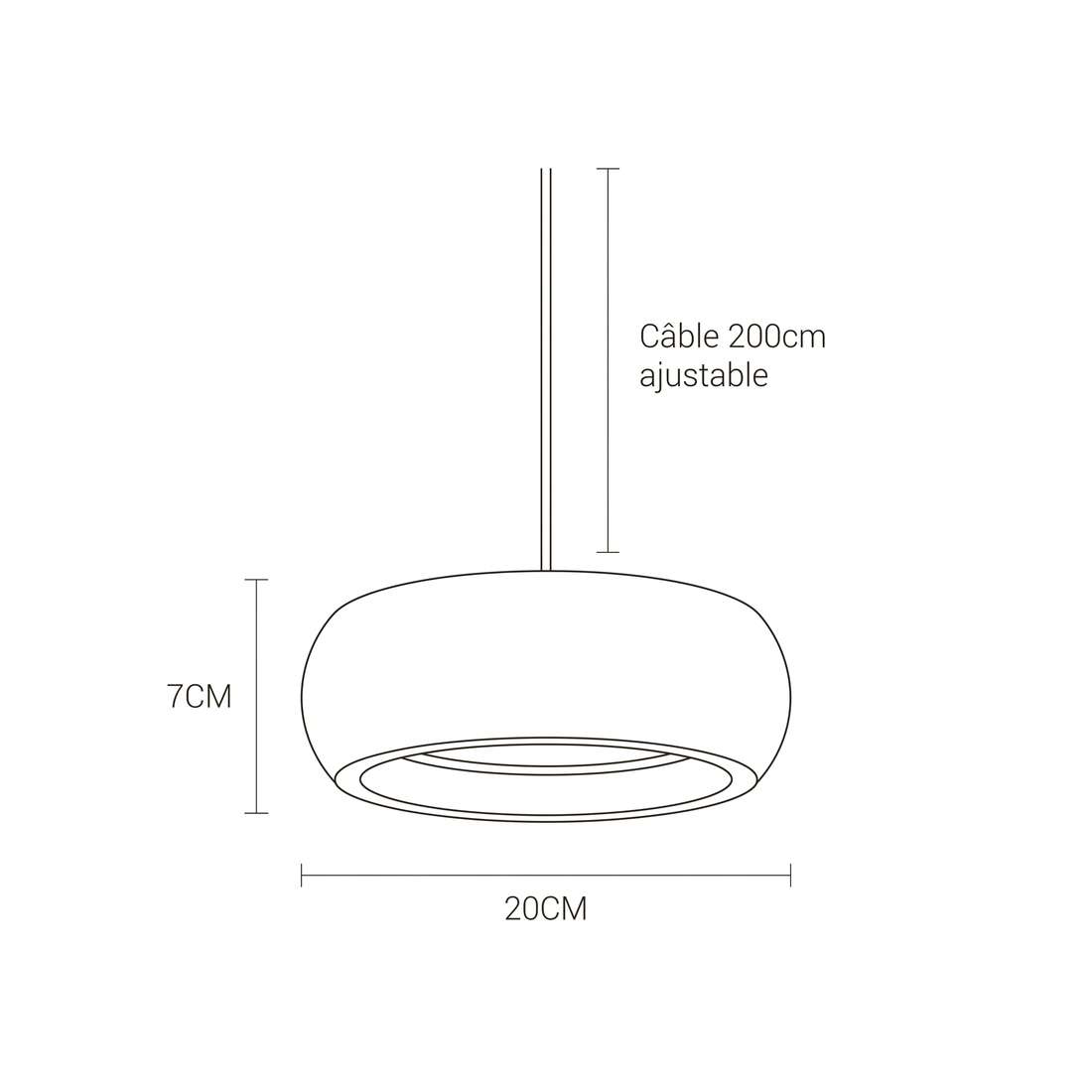 Dimensions de Suspension Cylindrique en Travertin & Support en Bois