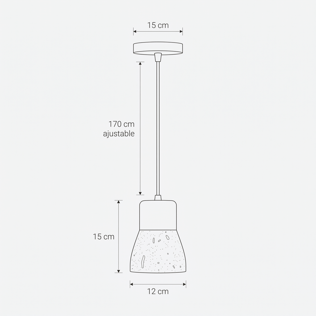 Dimensions de Suspension Tulipe en Travertin & Bois