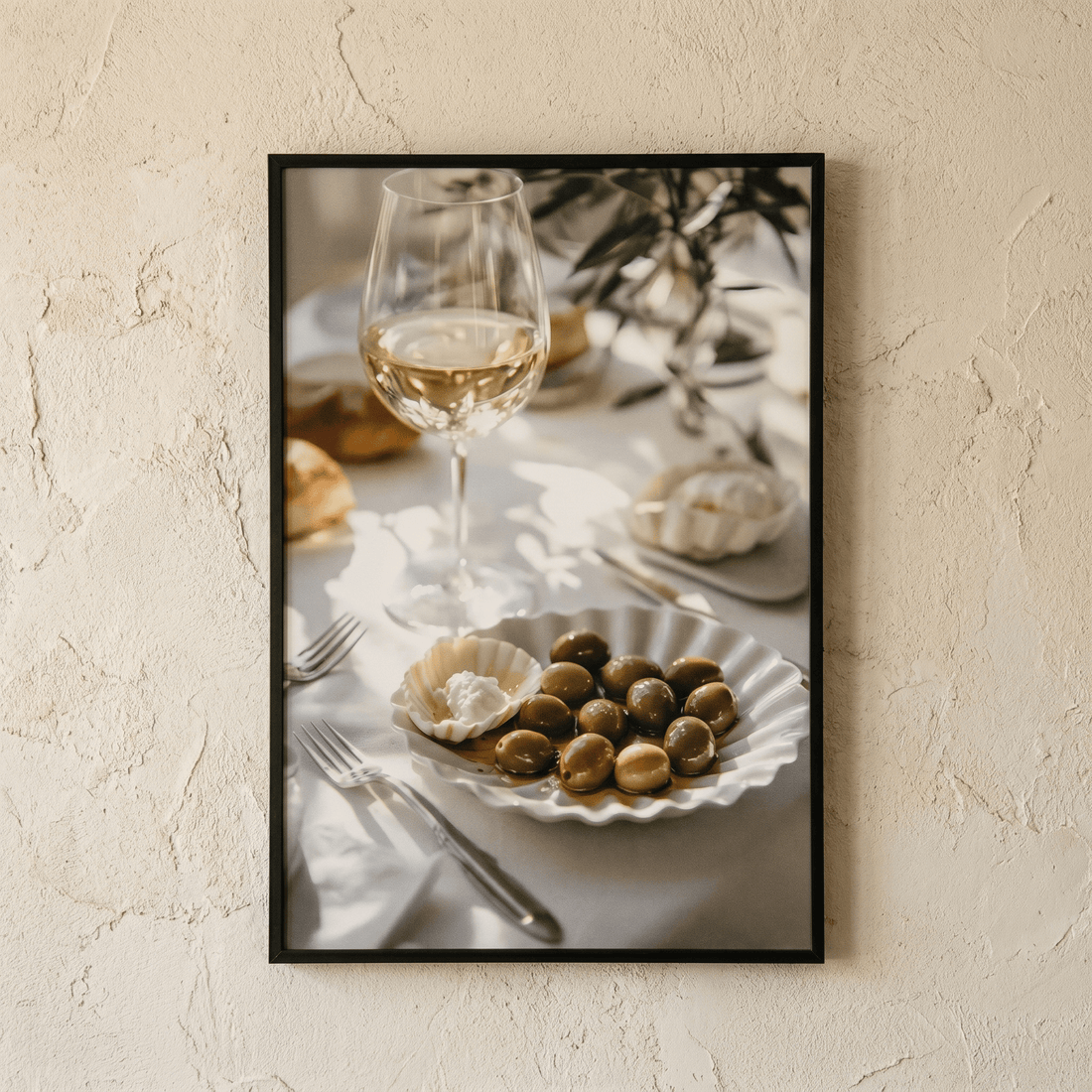 Poster tavola mediterranea con olive