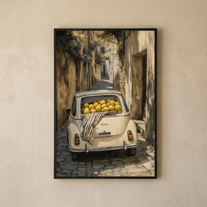 Poster Auto & Zitronen im mediterranen Stil