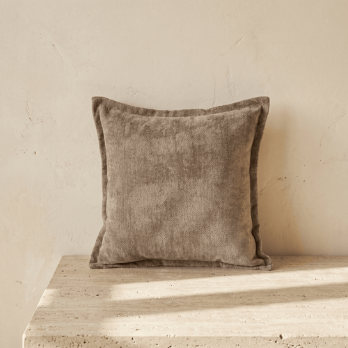 Housse de Coussin Texturée Taupe