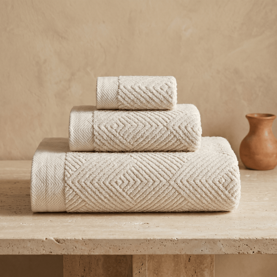 Lot de Serviettes en Coton à Motif Losange