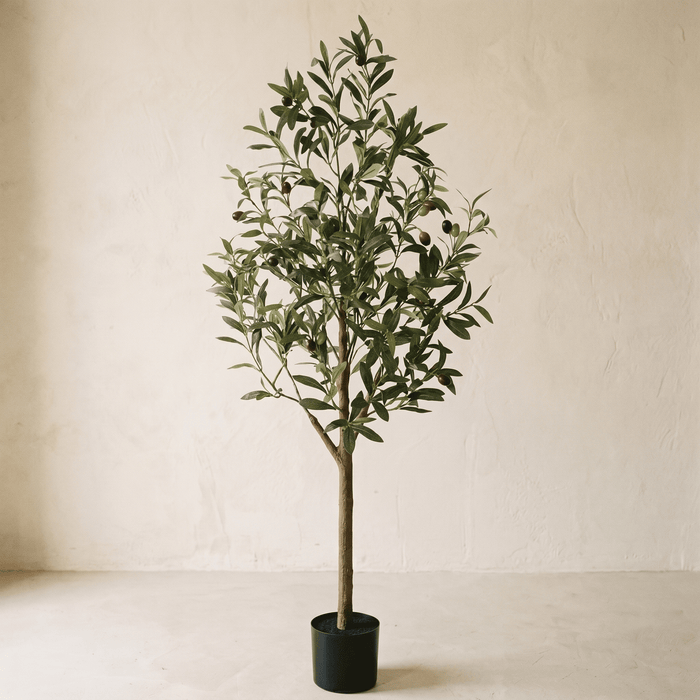 Mediterraner künstlicher Olivenbaum mit Stamm in Holzoptik 120 cm