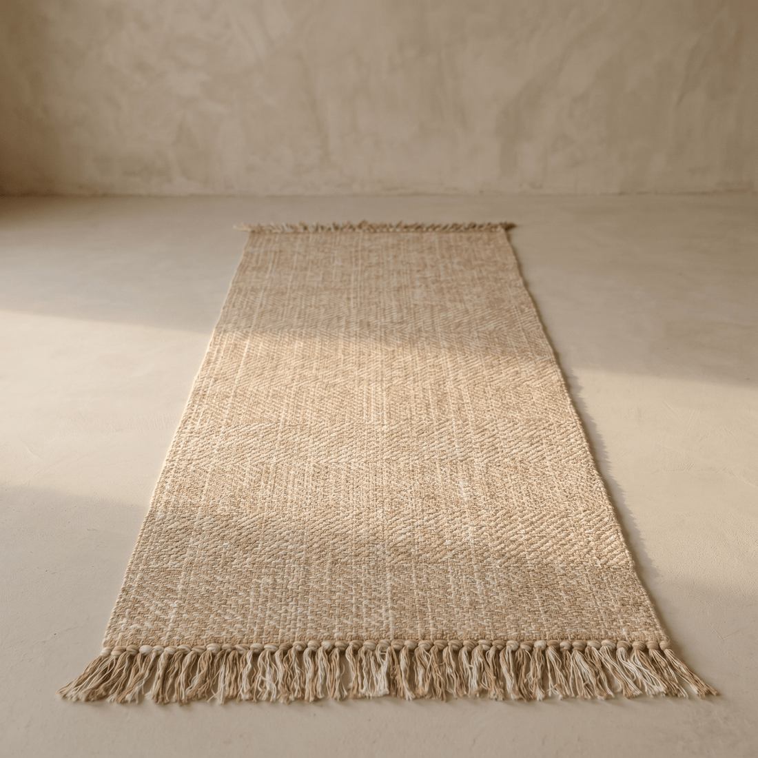 Tappeto passatoia in fibra naturale con frange