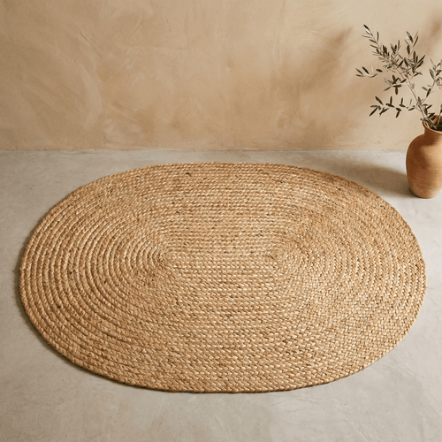 Tappeto ovale in iuta intrecciata naturale antiscivolo