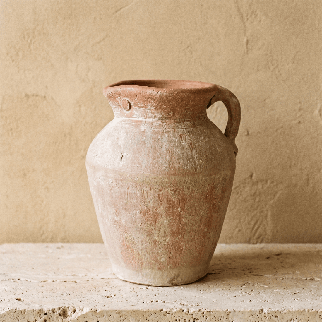 Vase Cruche à Anse en Terre Cuite Patinée