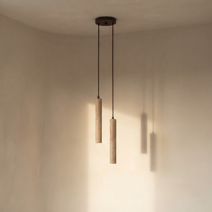 Suspension Double Tube en Travertin