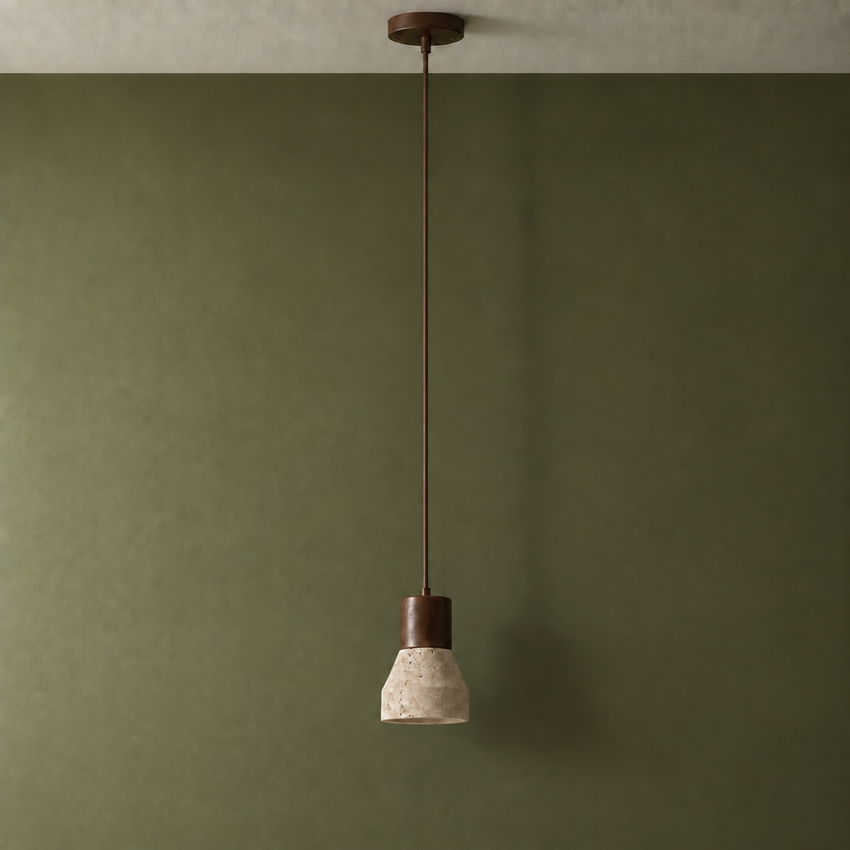 Suspension Tulipe en Travertin & Bois