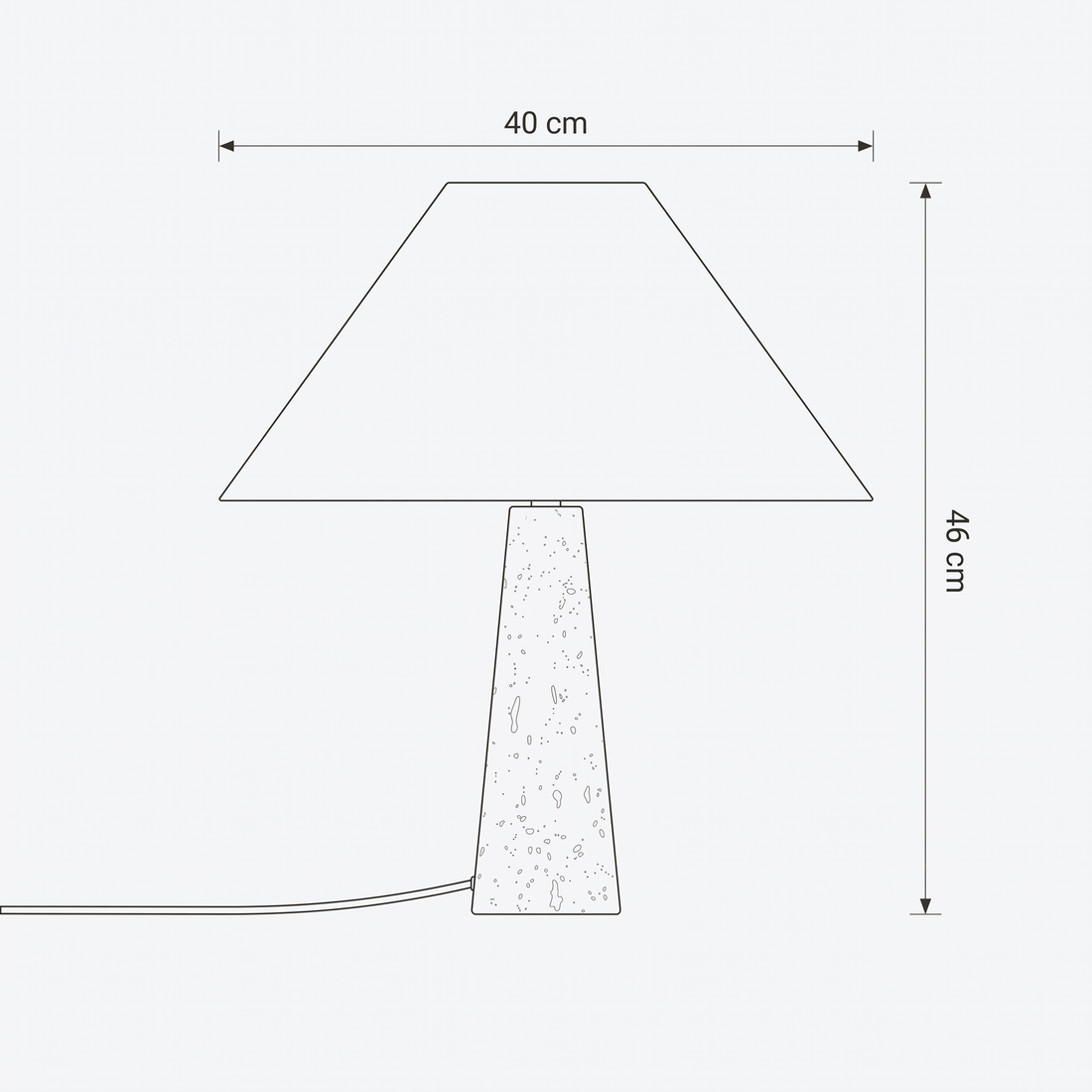 Dimensions de Lampe à Poser Pied Conique en Travertin & Abat jour