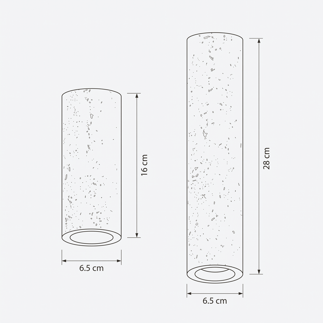 Dimensions de Plafonnier Tube en Travertin
