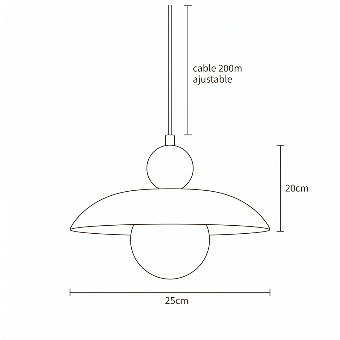 Dimensions de Suspension en Travertin Globe Opale & Bois