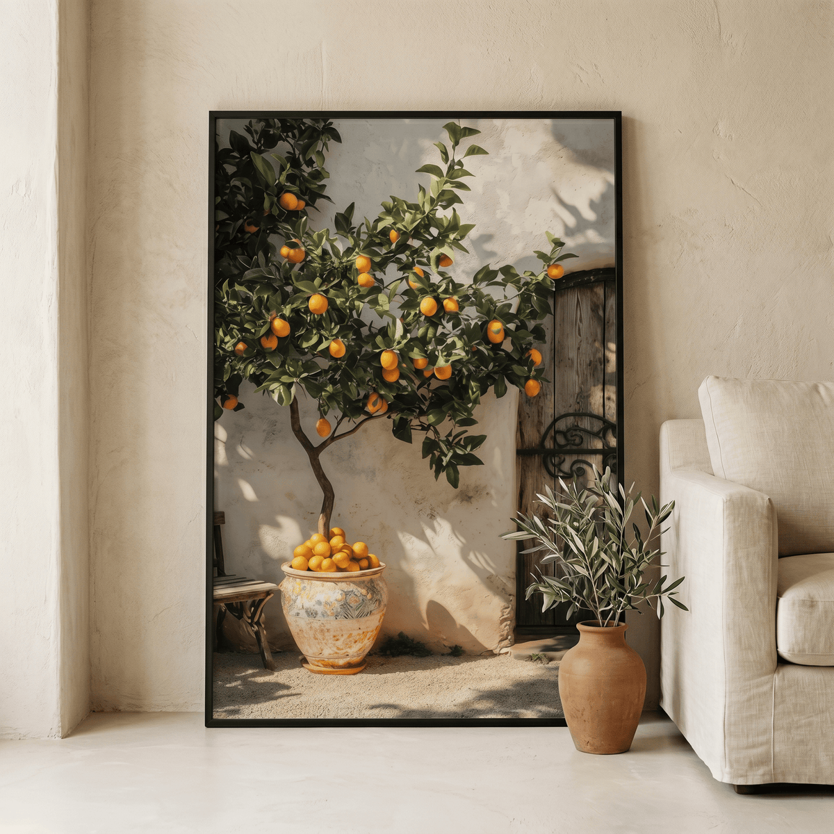 Poster albero di arance in vaso mediterraneo