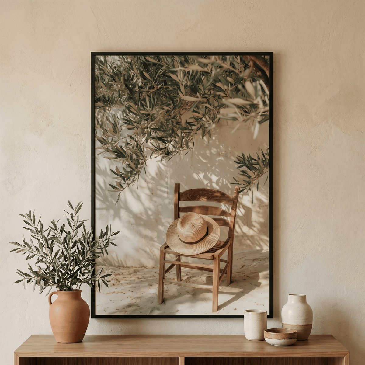 Poster scena mediterranea sotto l'ulivo