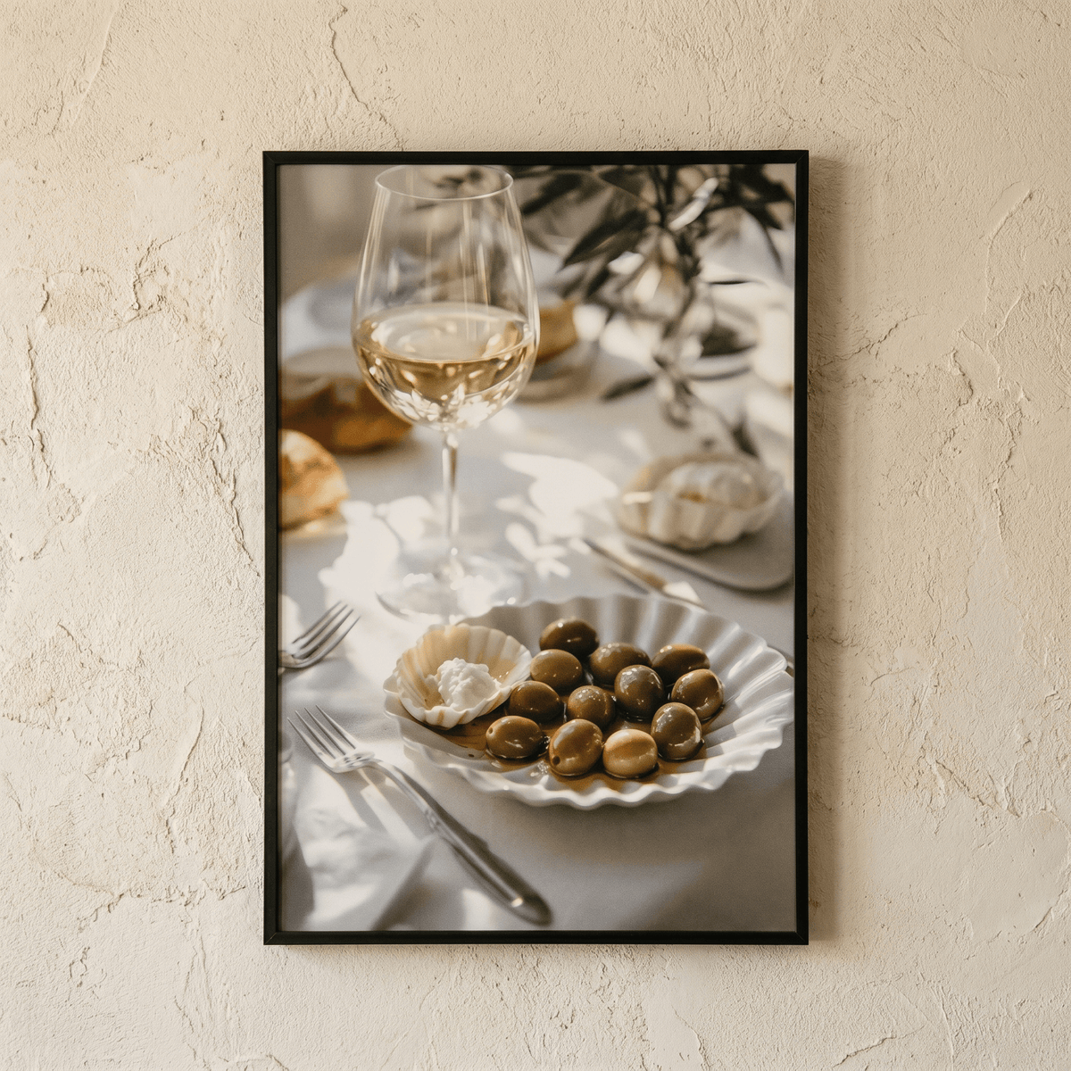 Poster tavola mediterranea con olive