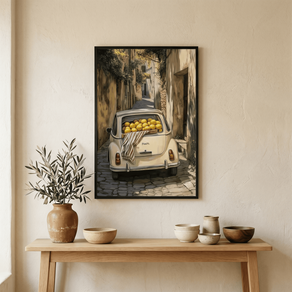 Affiche Voiture & Citrons Méditerranéenne