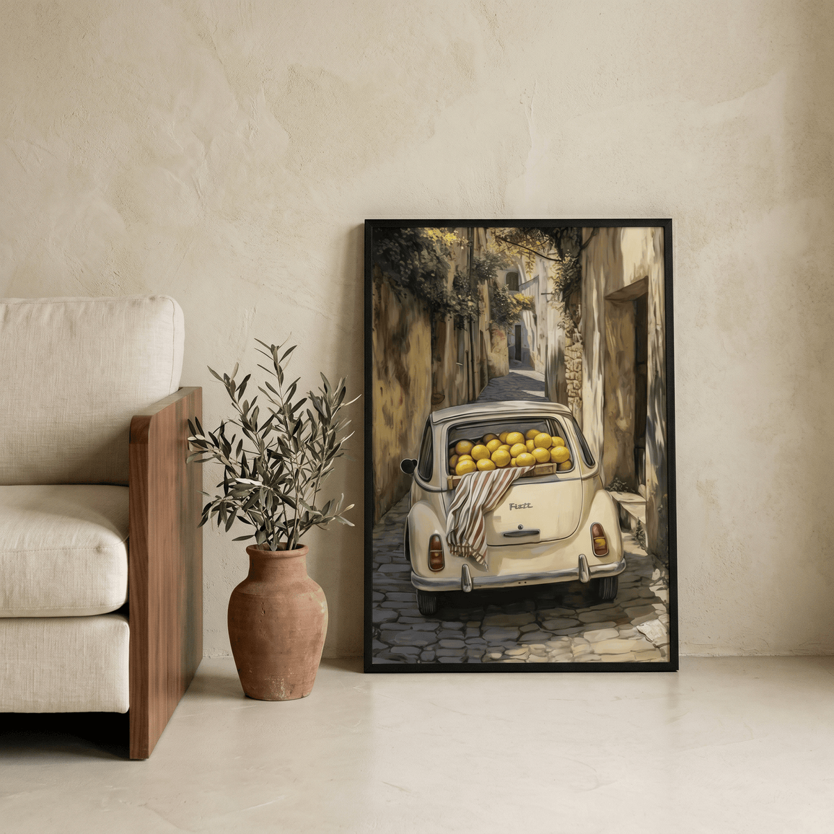 Affiche Voiture & Citrons Méditerranéenne