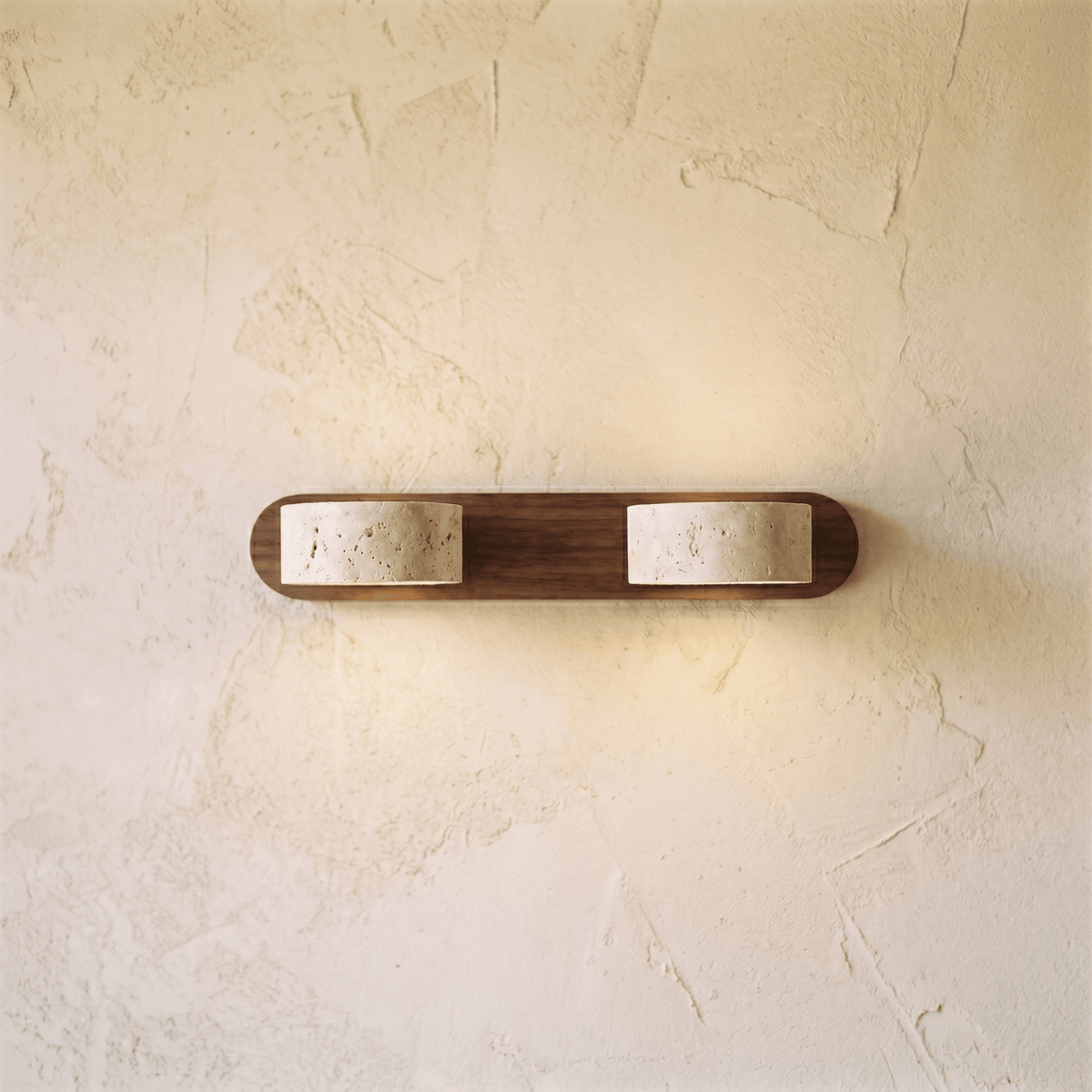 Applique Murale 2 Spots en Travertin & Bois