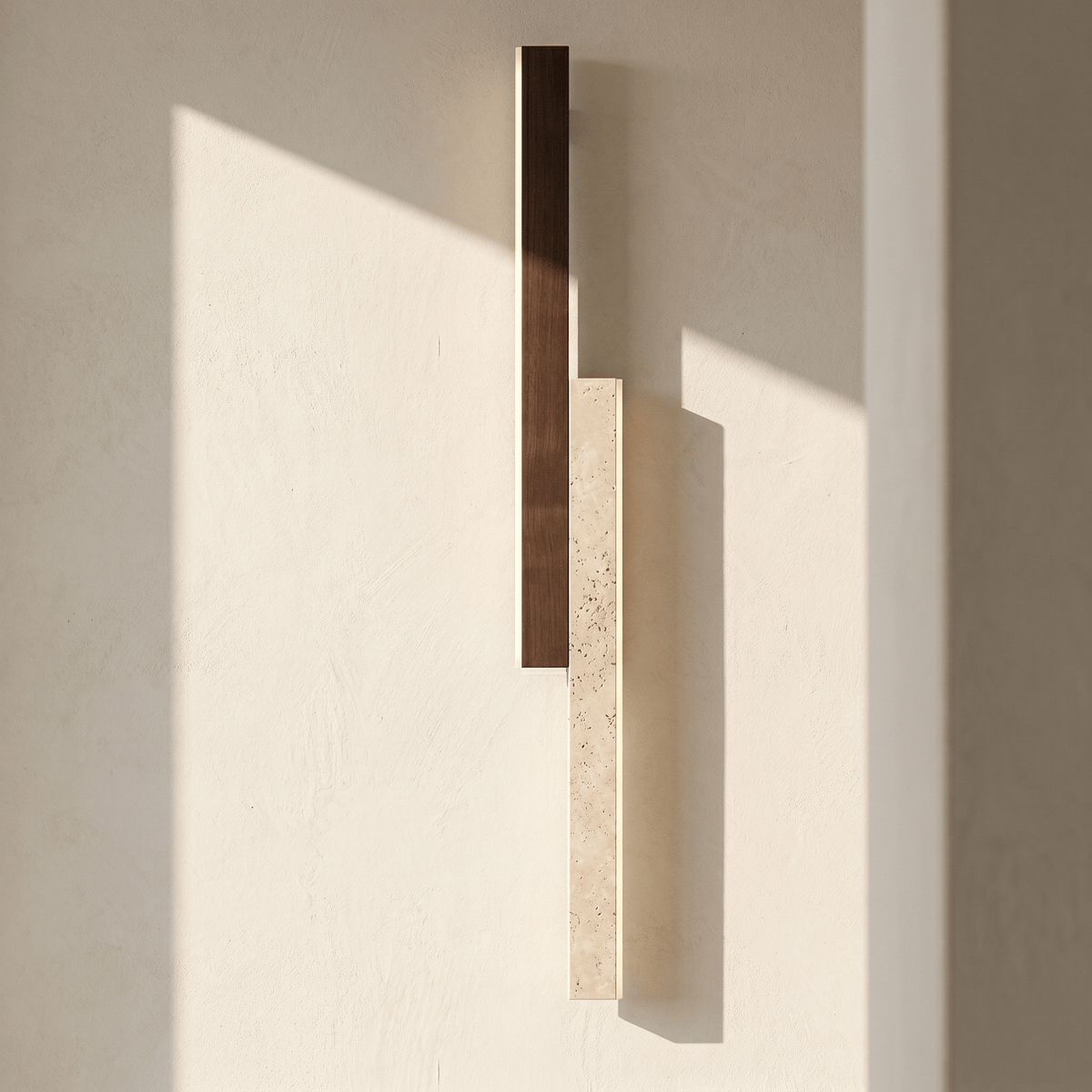 Applique Murale Barres en Travertin & Bois Foncé