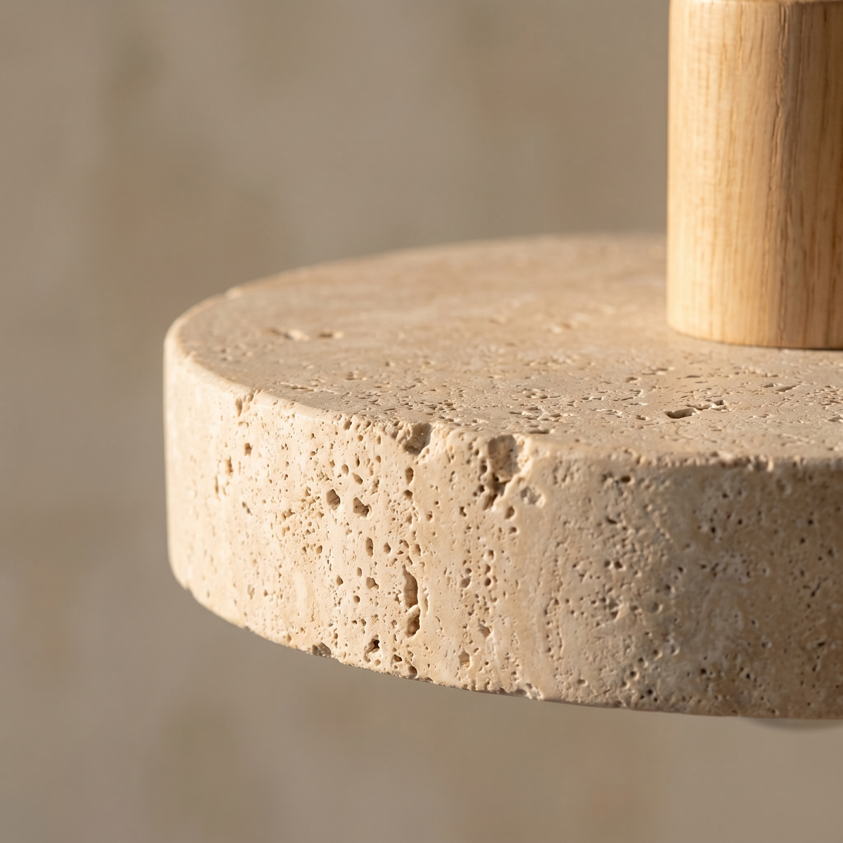 Suspension Disque en Travertin & Bois Clair