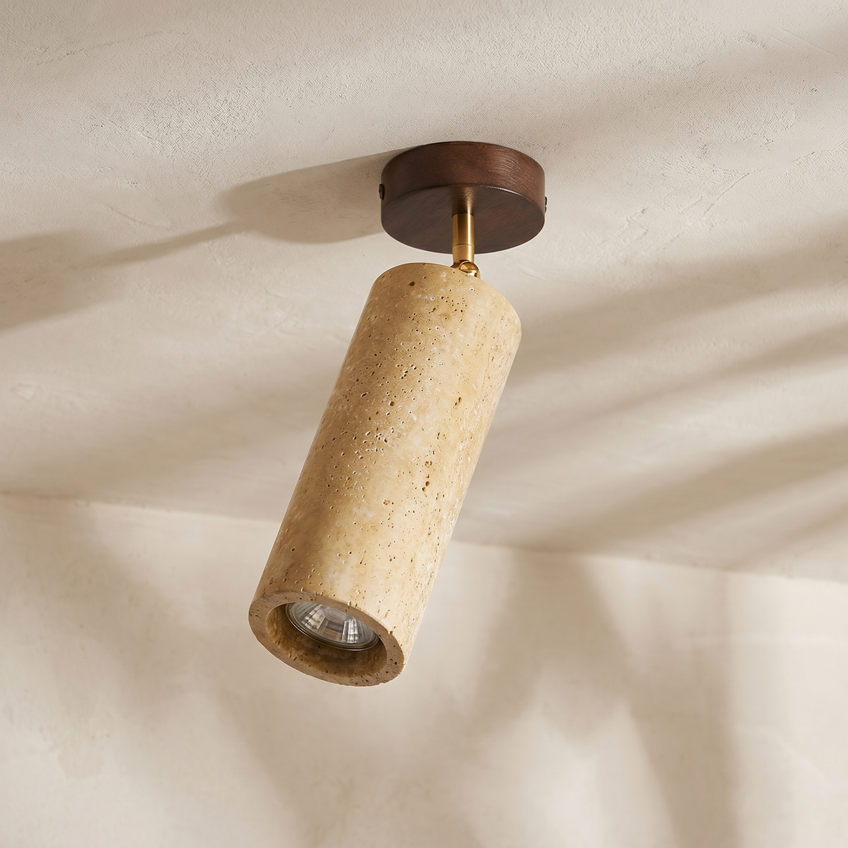 Spot de Plafond en Travertin & Bois