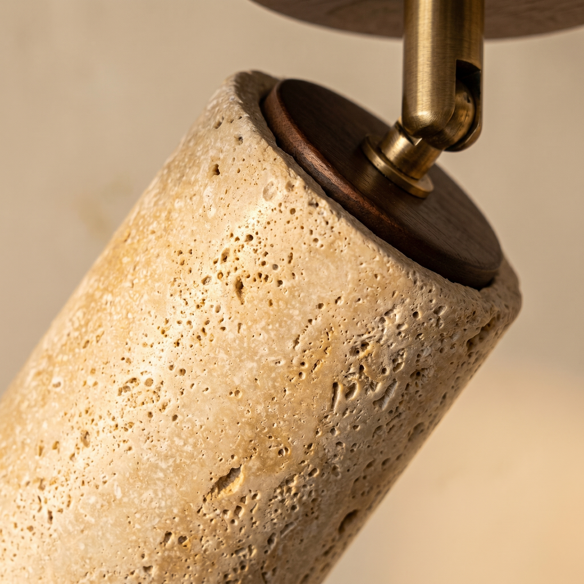 Spot de Plafond en Travertin & Bois