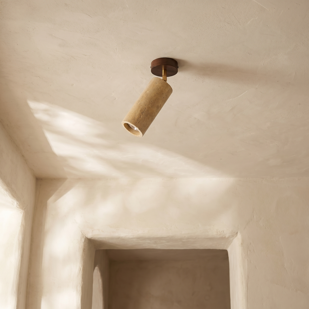 Spot de Plafond en Travertin & Bois