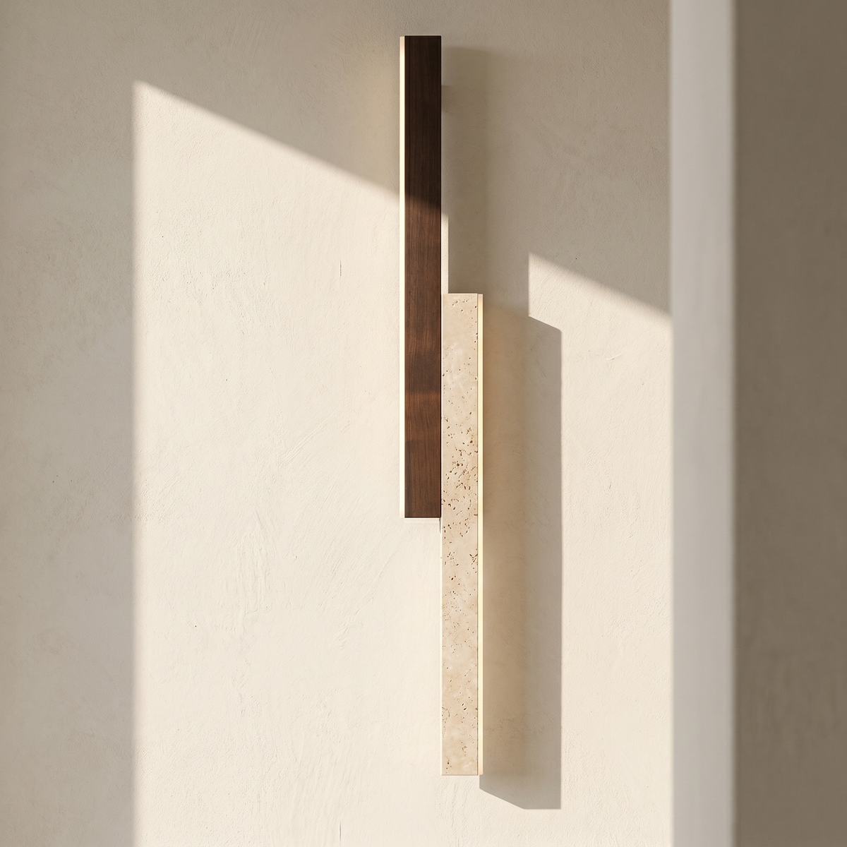 Applique Murale Barres en Travertin & Bois Foncé
