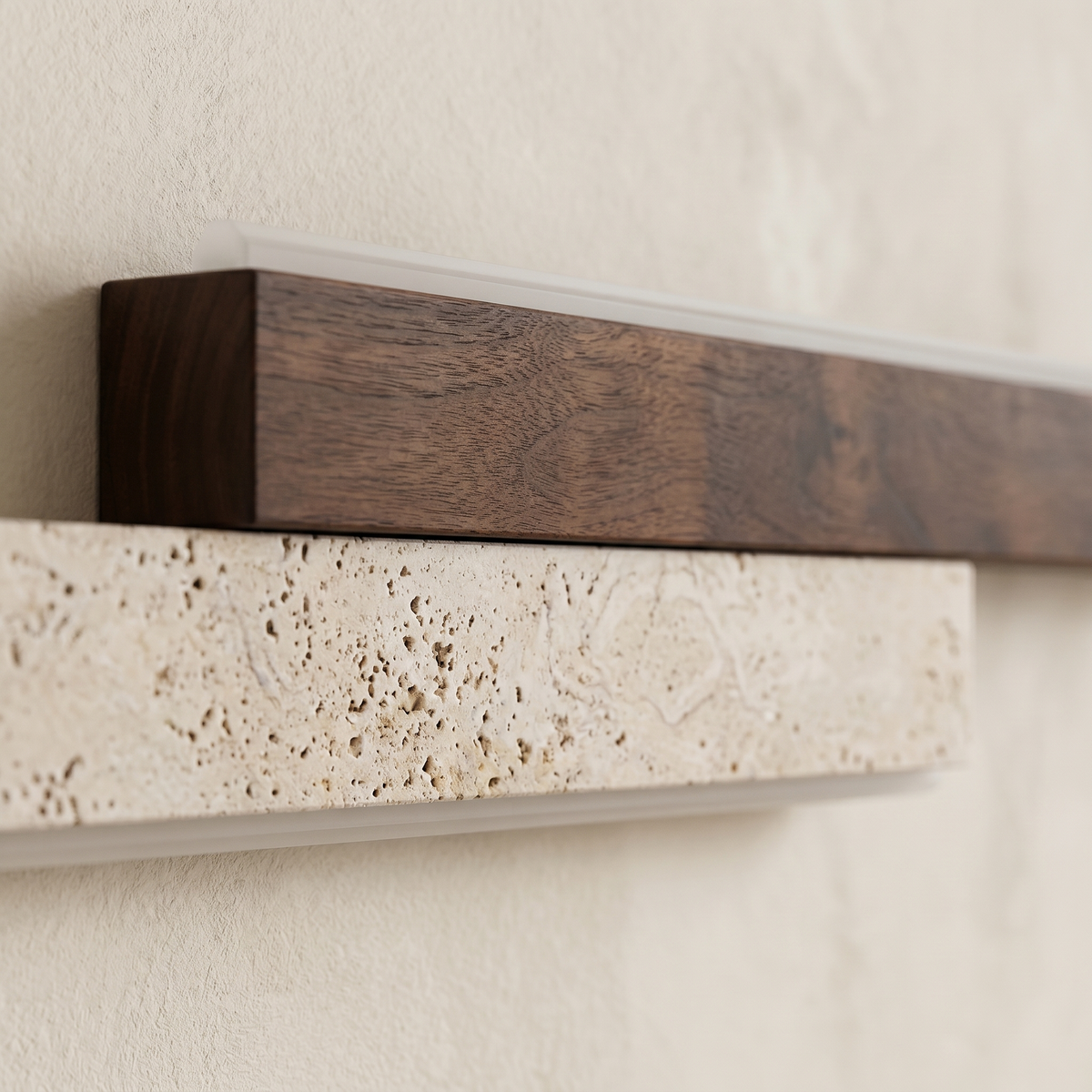 Applique Murale Barres en Travertin & Bois Foncé