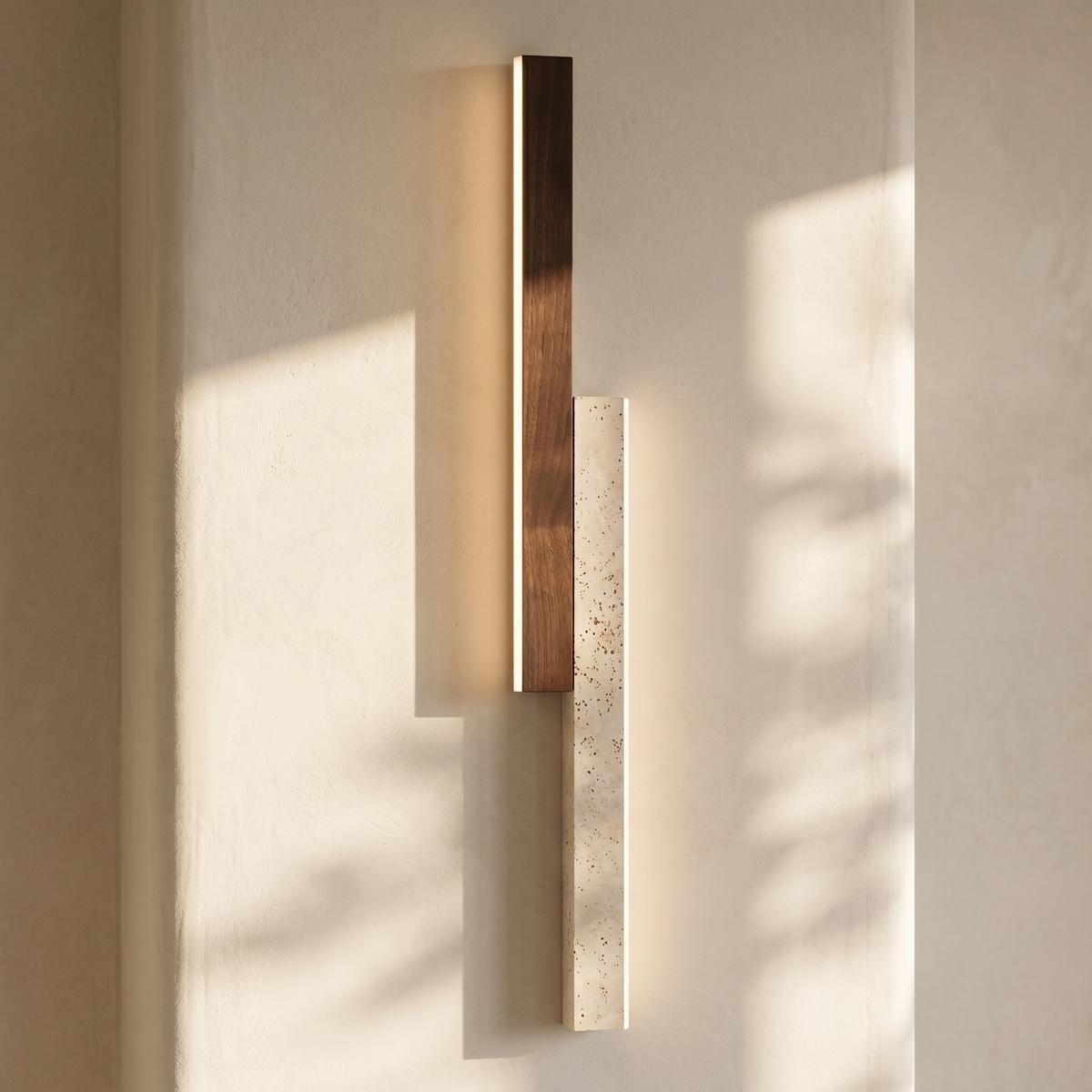 Applique Murale Barres en Travertin & Bois Foncé