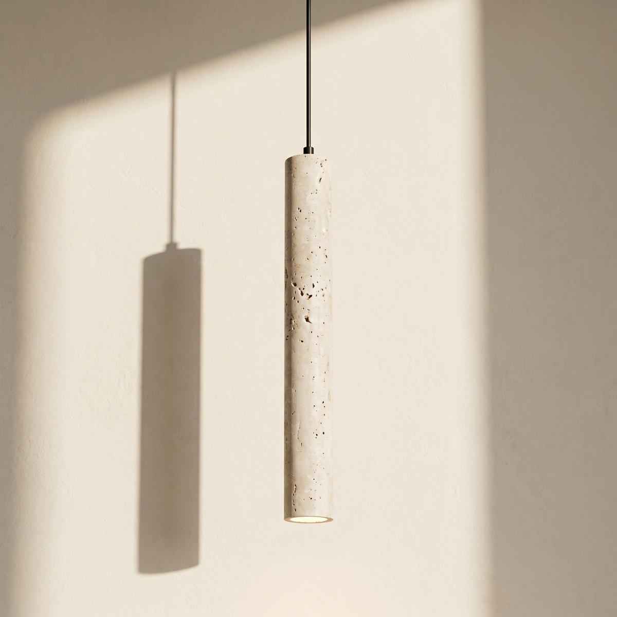 Suspension Tube Allongé en Travertin