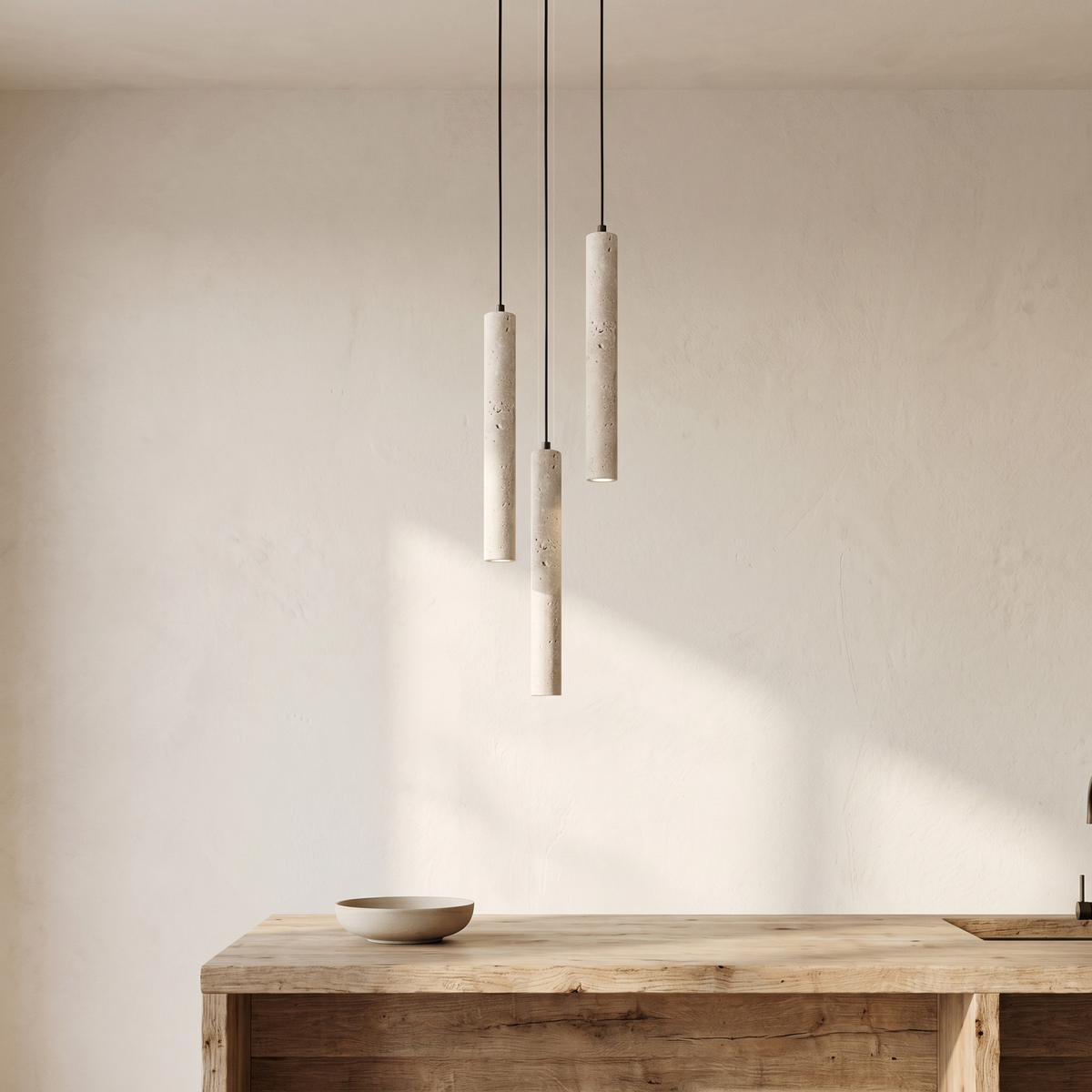 Suspension Tube Allongé en Travertin