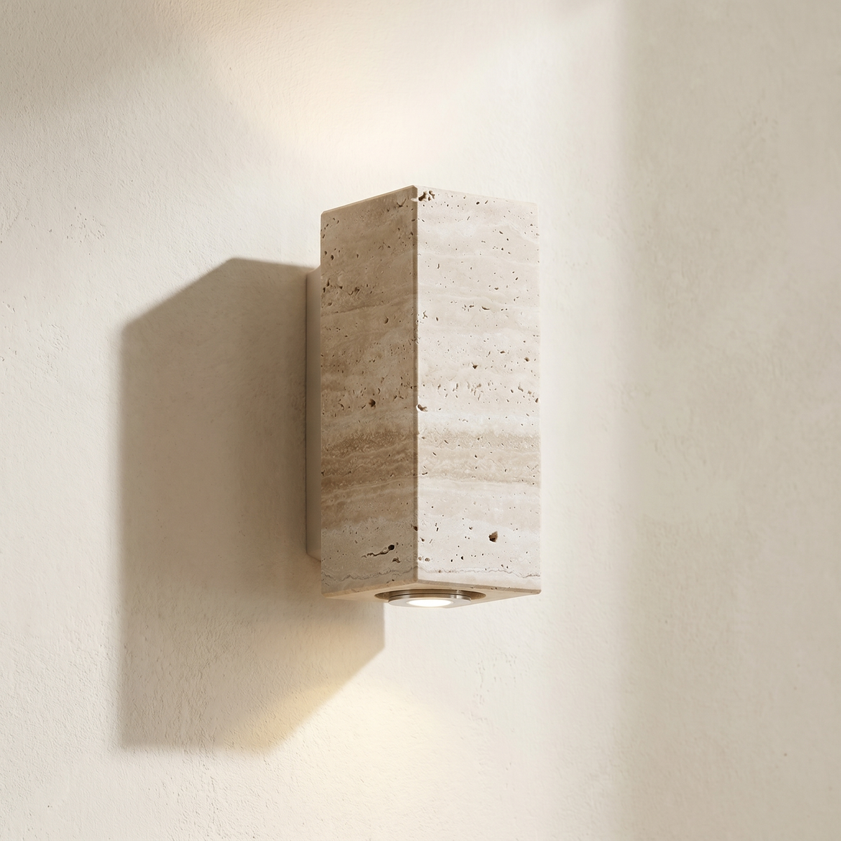 Applique Murale Cube Massif en Travertin