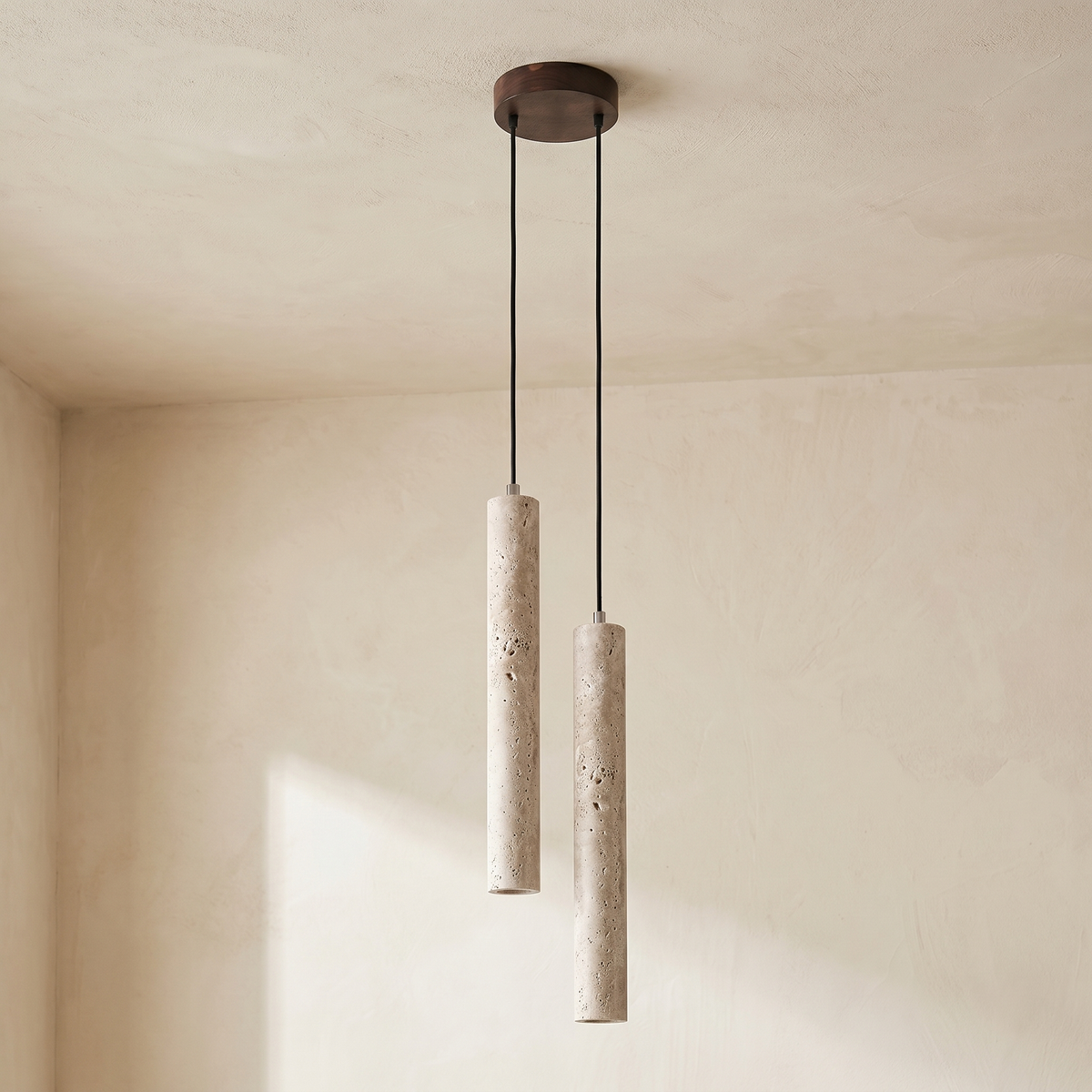 Suspension Double Tube en Travertin