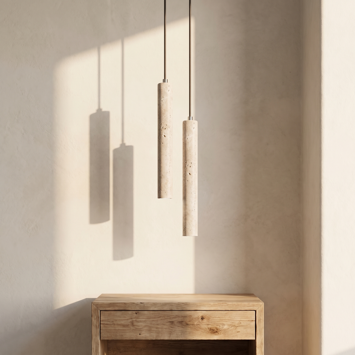 Suspension Double Tube en Travertin