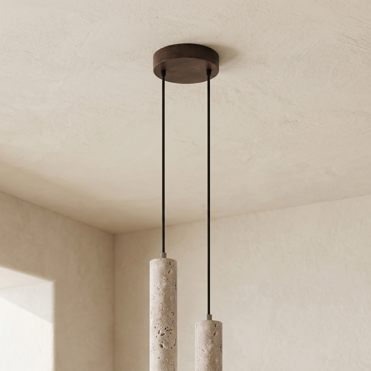 Suspension Double Tube en Travertin