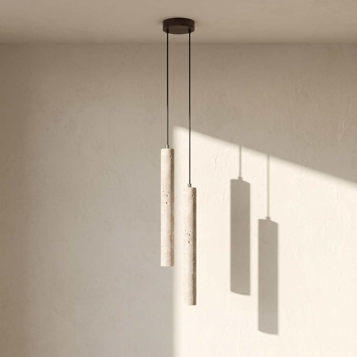 Suspension Double Tube en Travertin