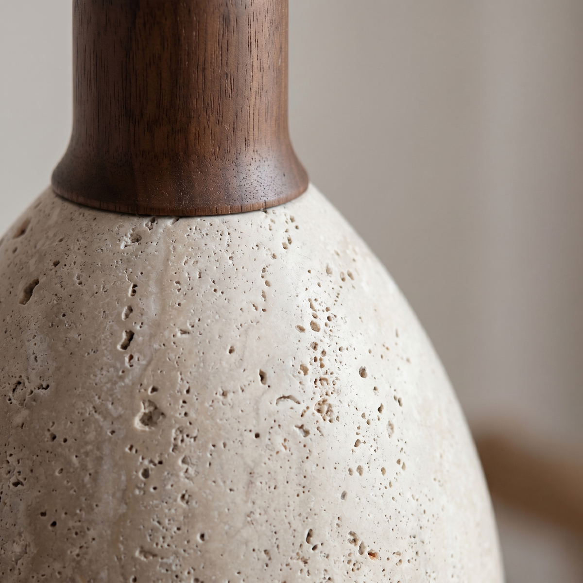 Suspension Cloche en Travertin & Bois