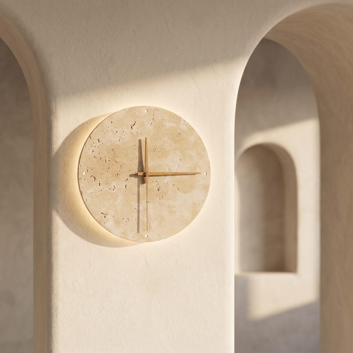 Horloge Murale Lumineuse en Travertin