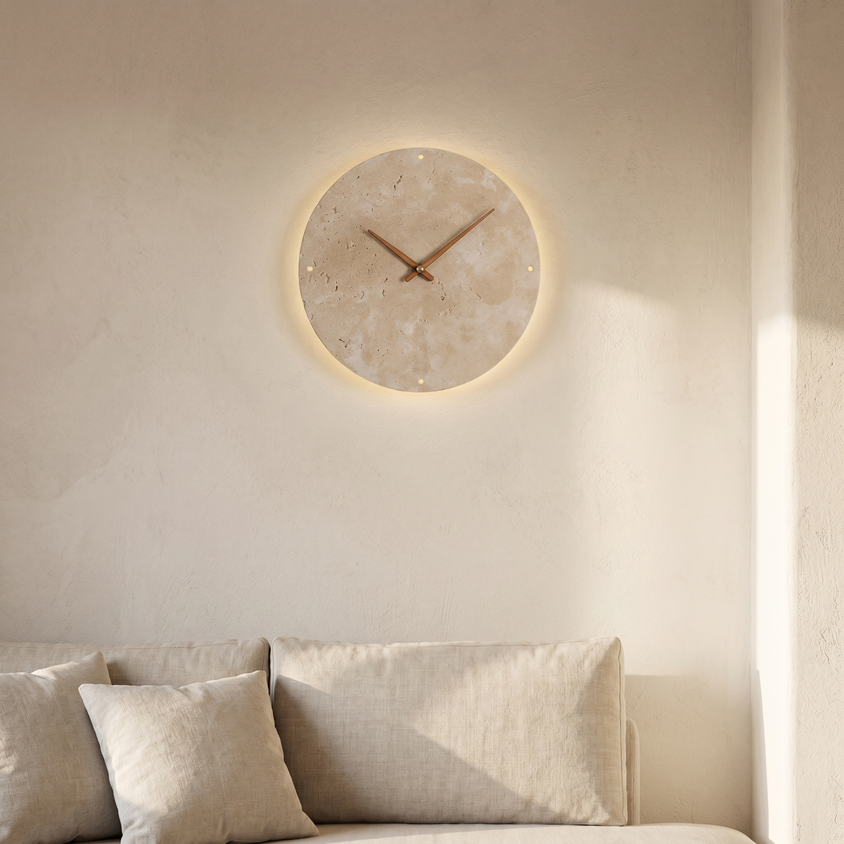 Horloge Murale Lumineuse en Travertin