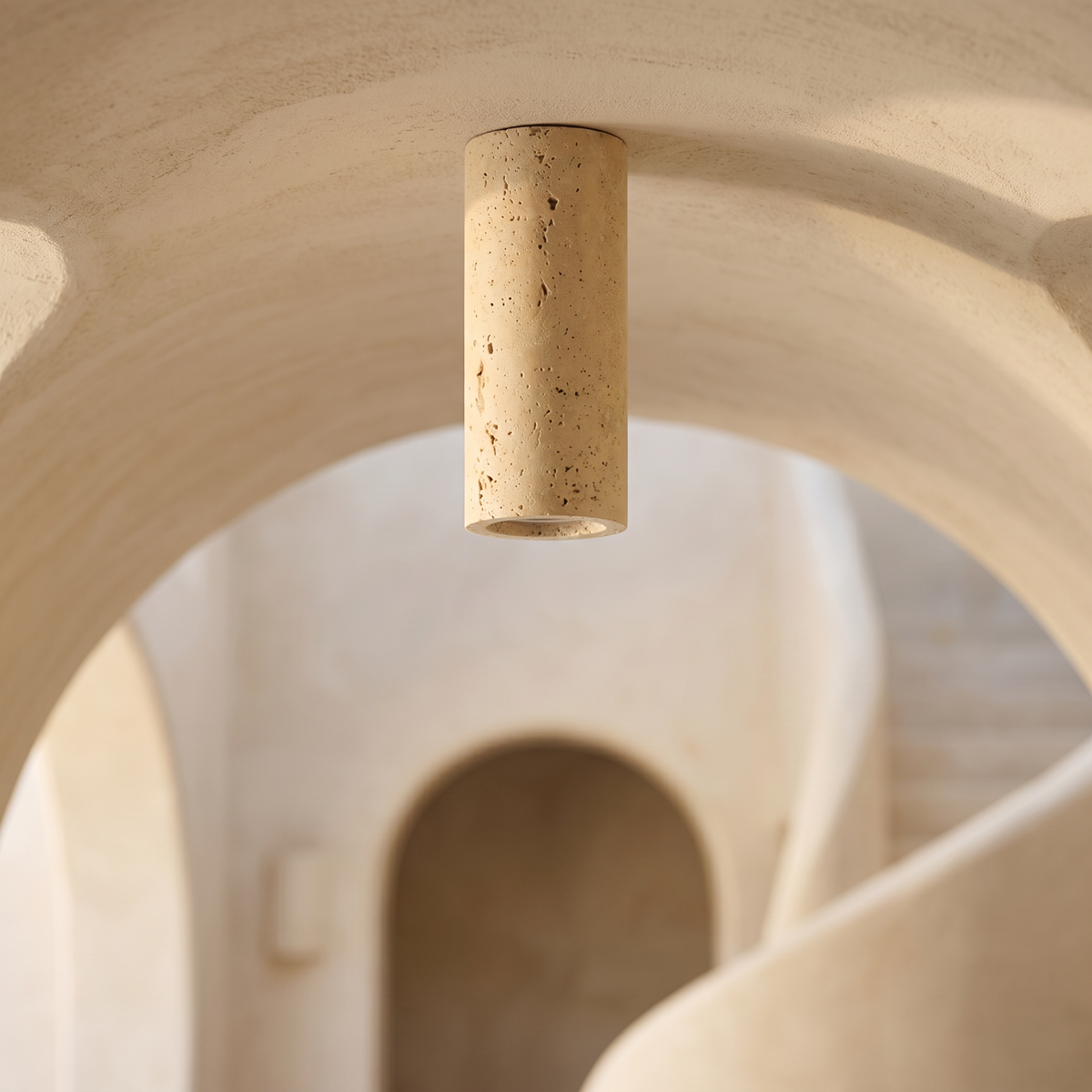 Plafonnier Tube en Travertin