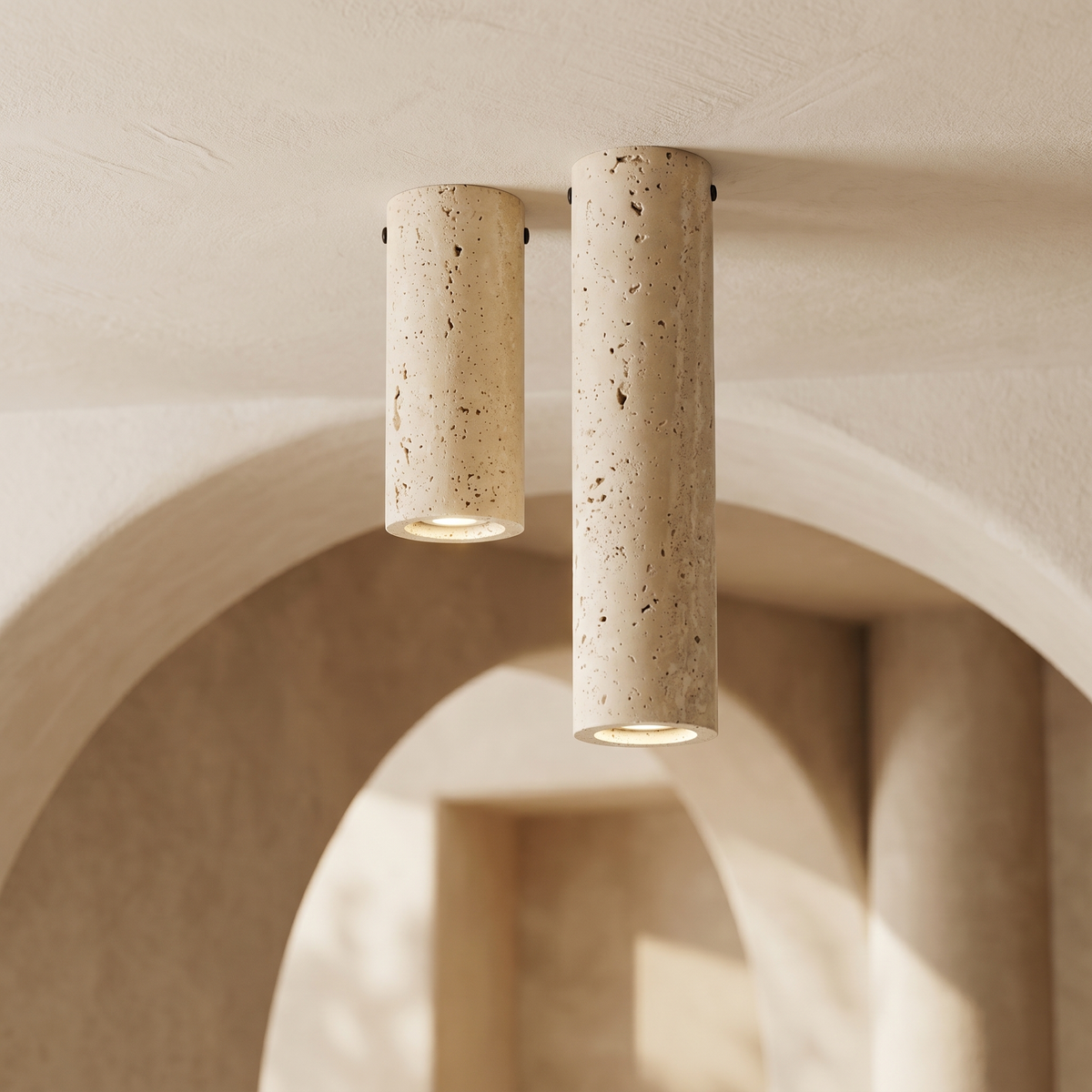 Plafonnier Tube en Travertin