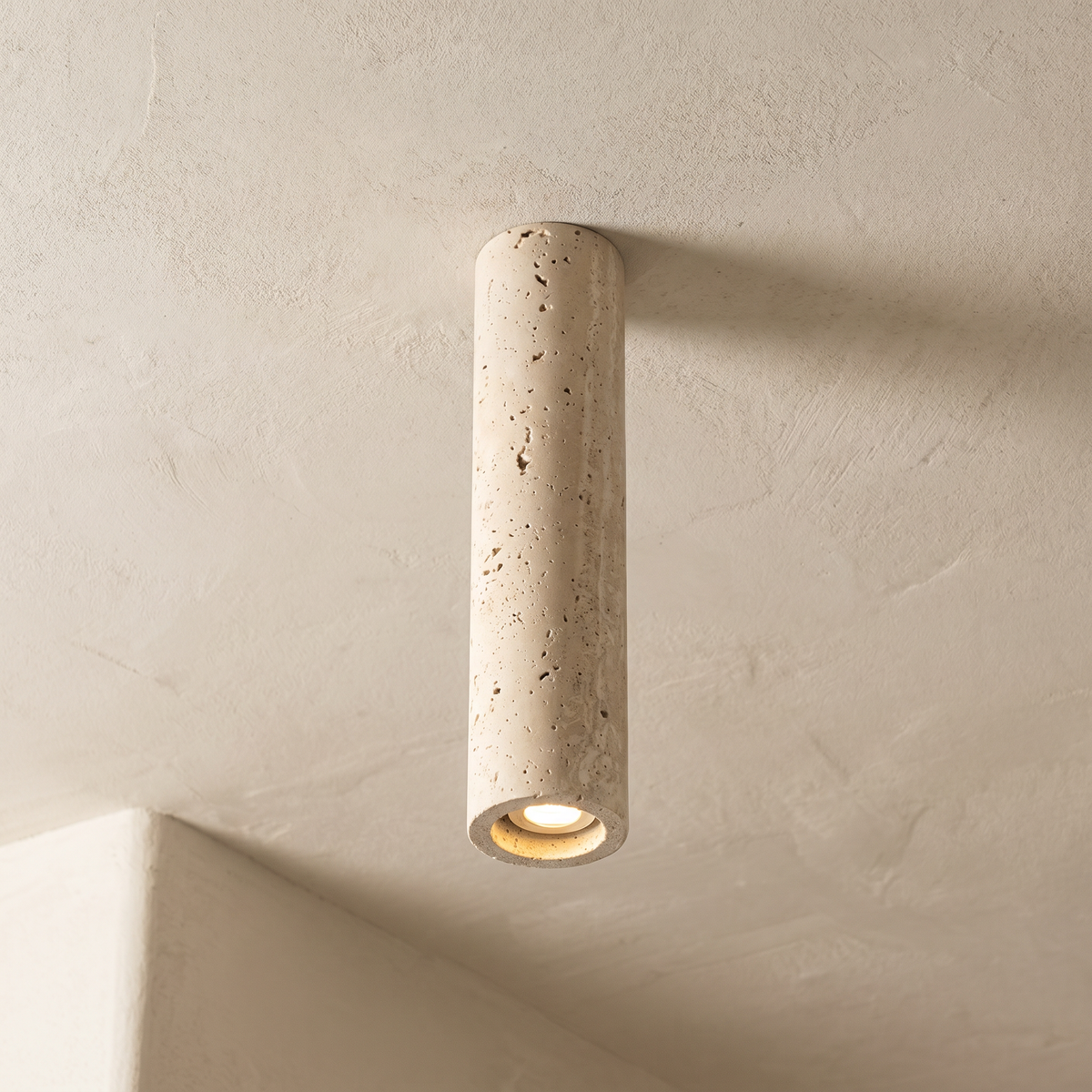 Plafonnier Tube en Travertin