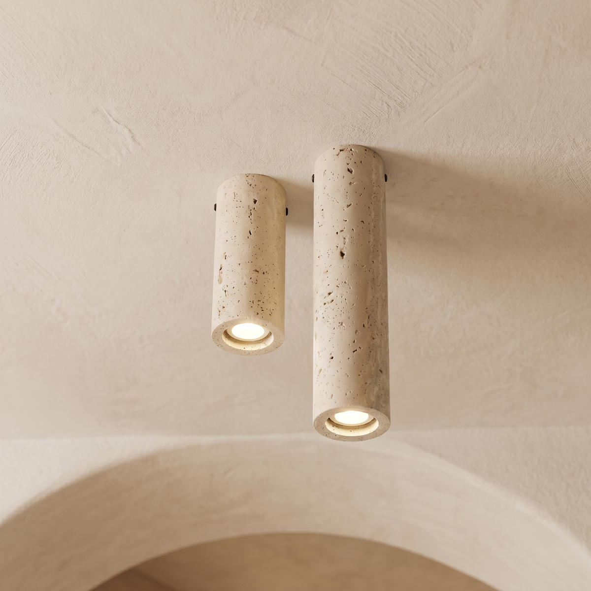 Plafonnier Tube en Travertin