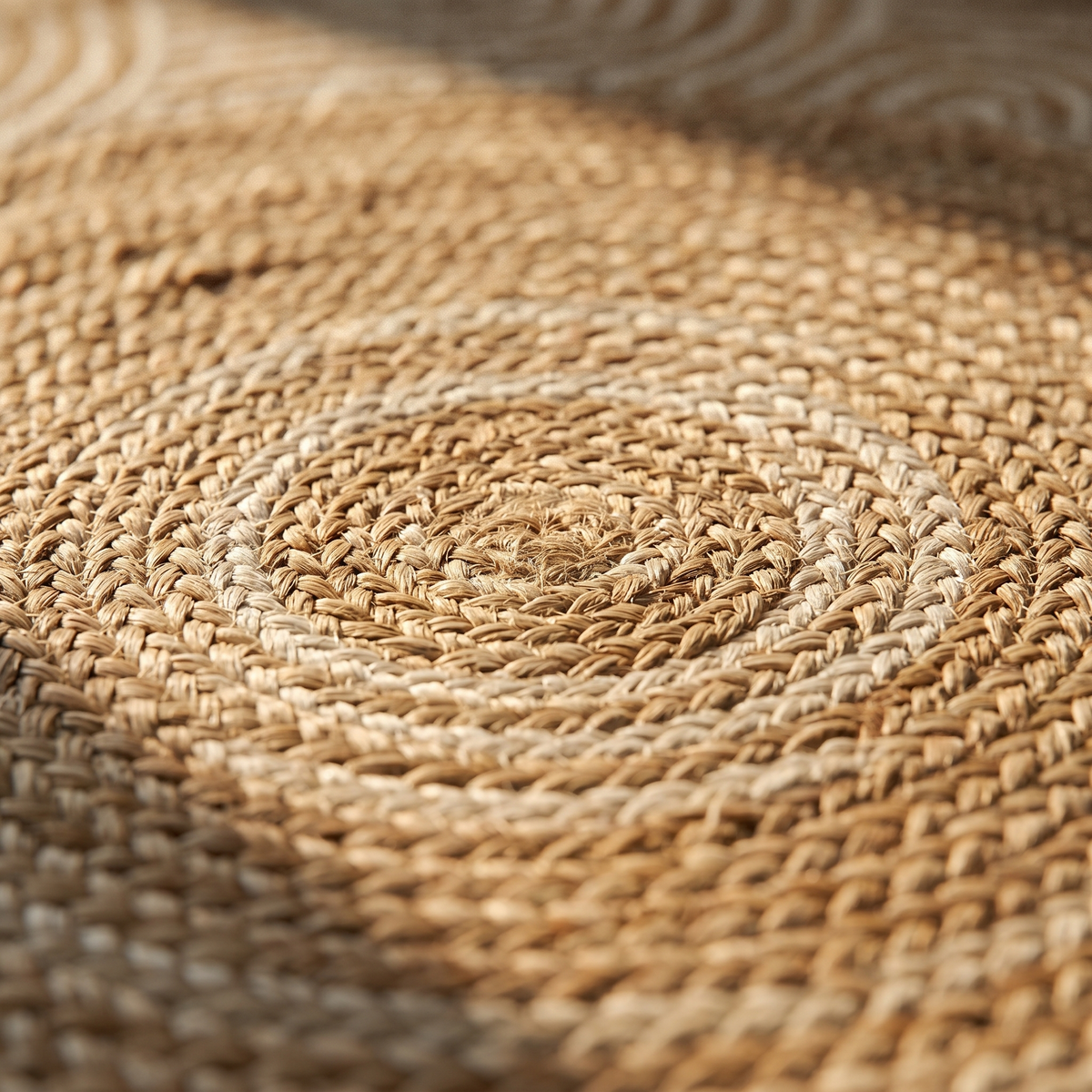 Tapis Rond en Jute Tressé Motif Spirale