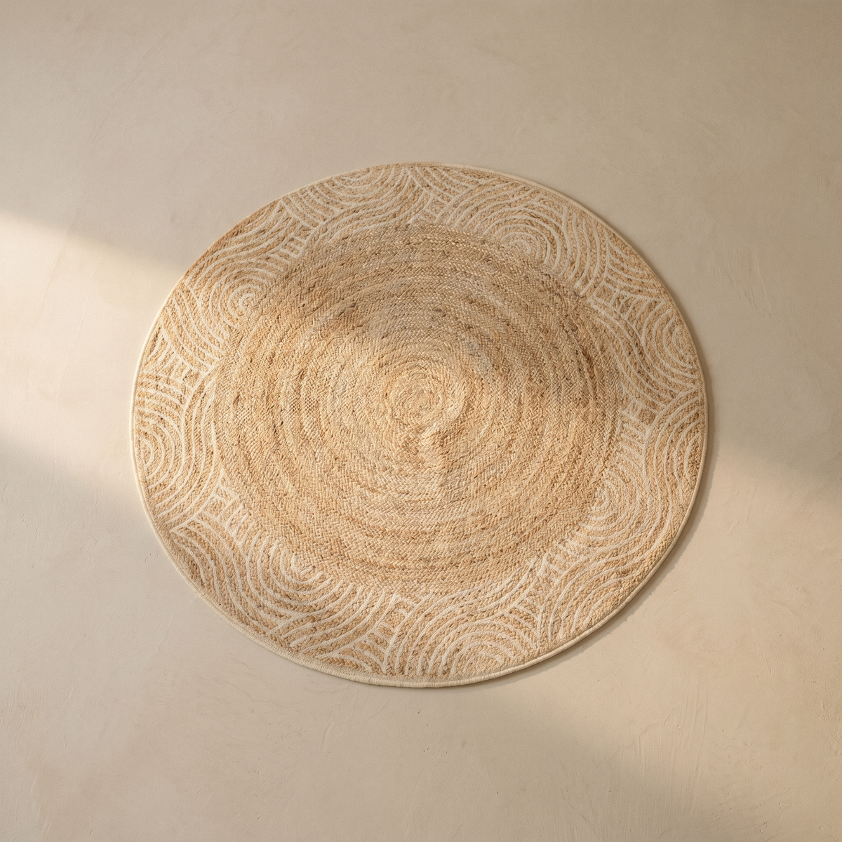 Tapis Rond en Jute Tressé Motif Spirale