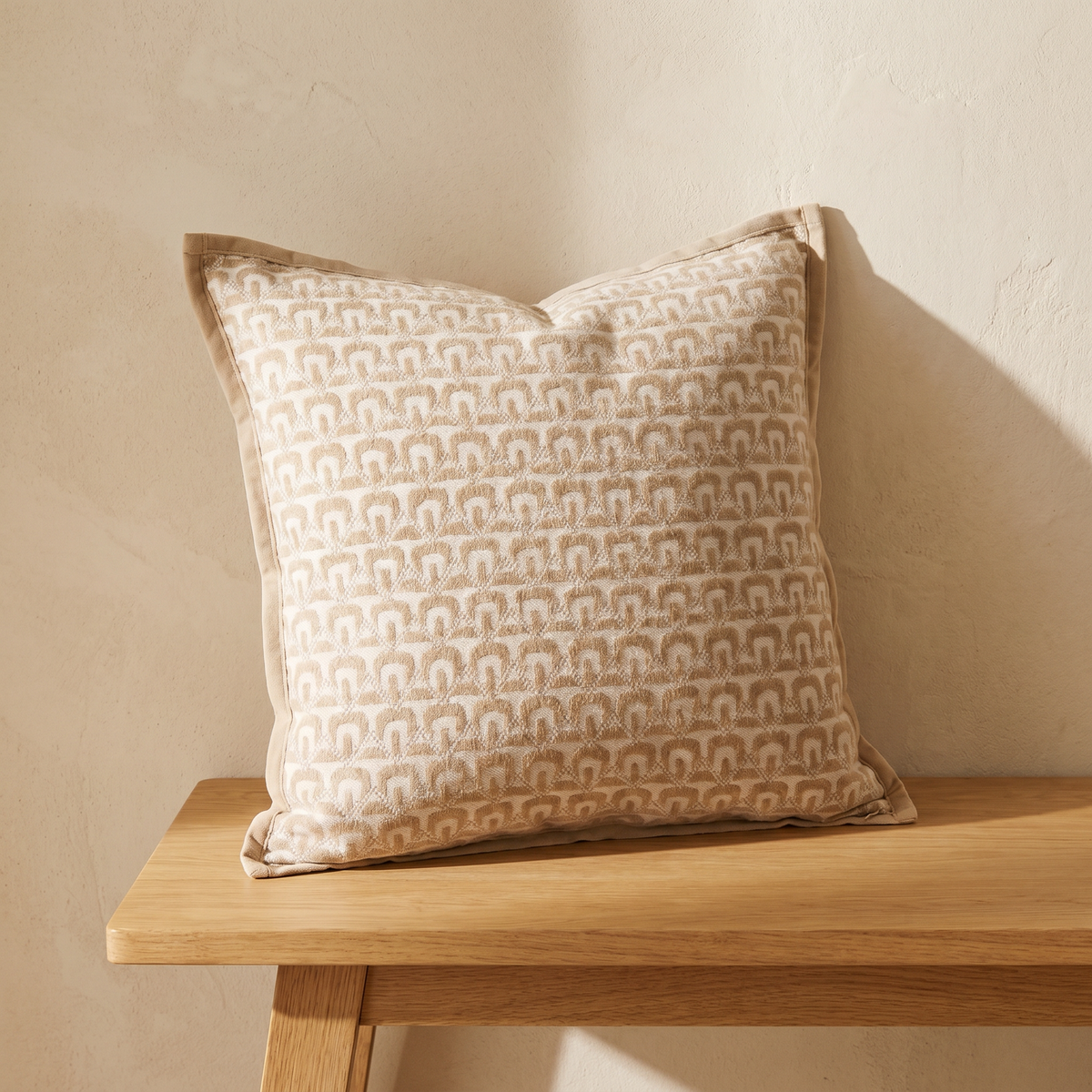 Housse de Coussin Jacquard Motif Géométrique